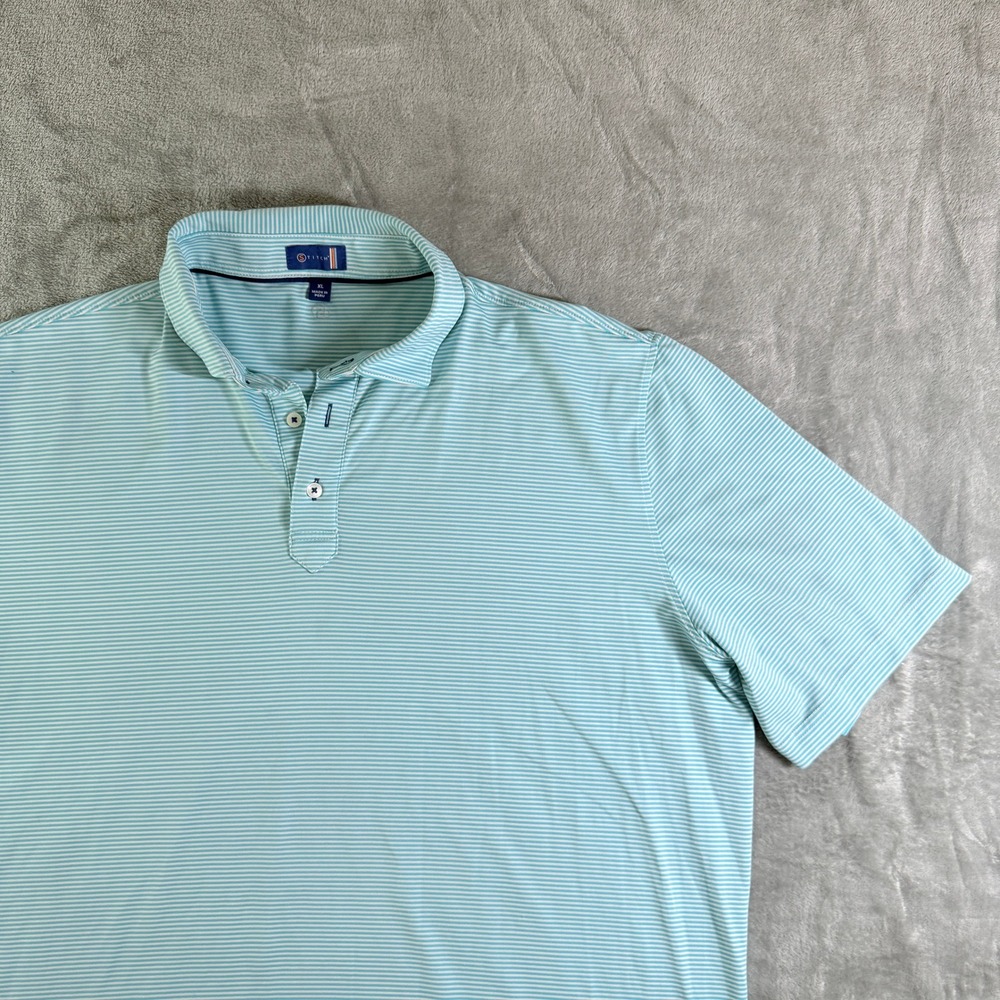 Stitch Golf Polo Shirt XL Blue White Stripe Performance Fabric Made in Peru
